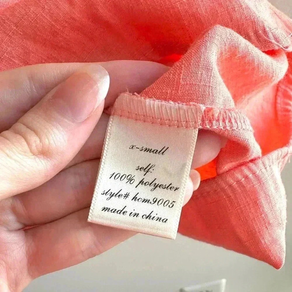 ALYA Shift Dress with Braided Fabric Neckline, Peach Mini Dress, Size XS - Picture 4 of 15